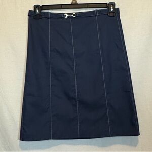 G-132 BCBG MaxAzria Blue Fixed Waist Lined MIDI‎ Skirt Size 6